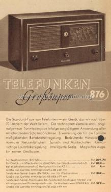 Gross-Super 876GWK ; Telefunken (ID = 1752791) Radio