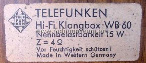 Hi-Fi Klangbox WB60; Telefunken (ID = 323374) Parlante