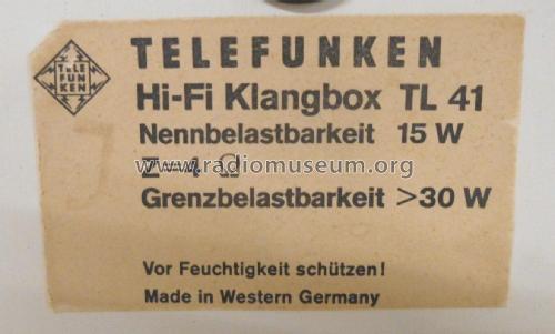 Hi-Fi-Lautsprecherbox TL41; Telefunken (ID = 2059999) Parleur