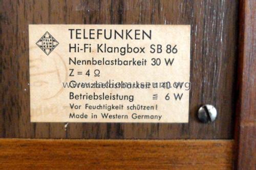 HiFi-Klangbox SB 86; Telefunken (ID = 2506606) Speaker-P