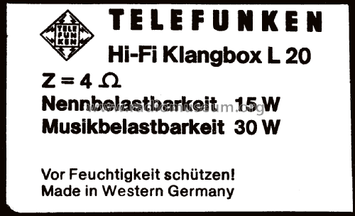 Hi-Fi Klangbox L20; Telefunken (ID = 2067867) Lautspr.-K
