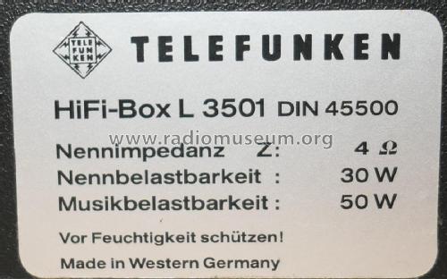 HiFi-Lautsprecherbox L 3501; Telefunken (ID = 2477274) Speaker-P