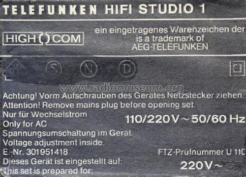 HiFi-Studio 1; Telefunken (ID = 1829147) Radio