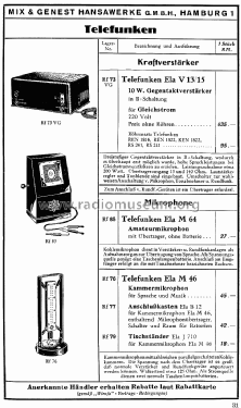 Kammermikrofon ELA M 46; Telefunken (ID = 1581825) Mikrofon/TA