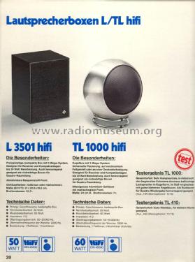 Kugellautsprecher TL1000 Hifi; Telefunken (ID = 2405616) Speaker-P