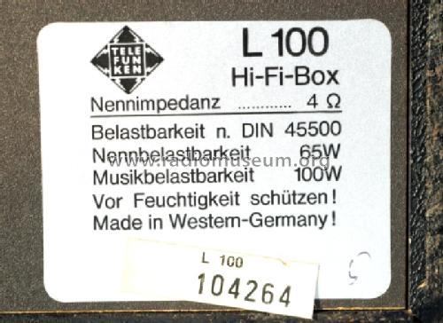 Hi-Fi-Box L100; Telefunken (ID = 1639000) Speaker-P