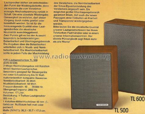 Lautsprecher Box TL 500; Telefunken (ID = 1916096) Speaker-P