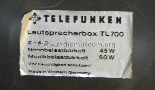 HiFi Lautsprecherbox TL 700; Telefunken (ID = 1424902) Parleur