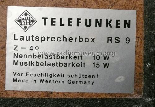 Lautsprecherbox RS 9; Telefunken (ID = 613158) Lautspr.-K