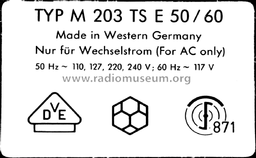 Magnetophon 203TS M 203TS; Telefunken (ID = 1983411) R-Player
