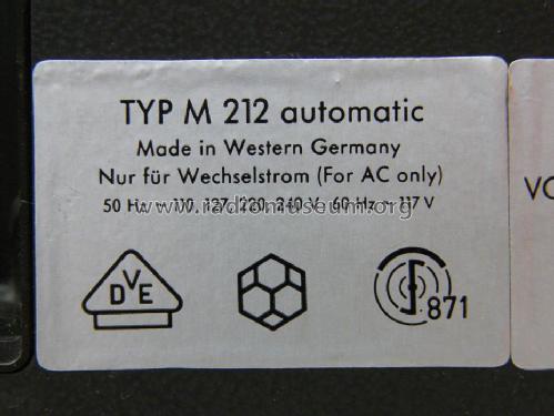 Magnetophon 212 automatic M-212; Telefunken (ID = 1251234) Sonido-V