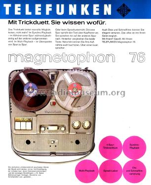 Magnetophon 76 de Luxe; Telefunken (ID = 2206396) R-Player