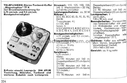 Magnetophon 77K Stereo; Telefunken (ID = 2182872) Enrég.-R