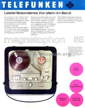 Magnetophon 85; Telefunken (ID = 2206472) Enrég.-R