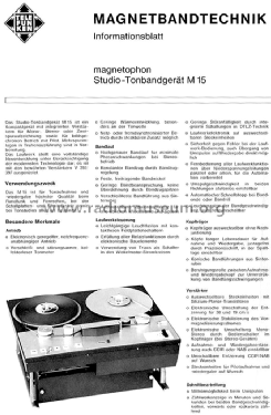 Magnetophon - Studio-Tonbandgerät M 15; Telefunken (ID = 2006399) R-Player