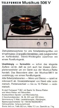 Musikus 506V; Telefunken (ID = 2179266) R-Player