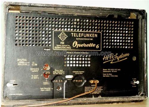 Operette 6 HiFi-System Licensed by Armstrong; Telefunken (ID = 58645) Radio