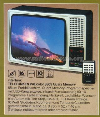 Interfunk PALcolor 8803 Quarz Memory; Telefunken (ID = 1763928) Television