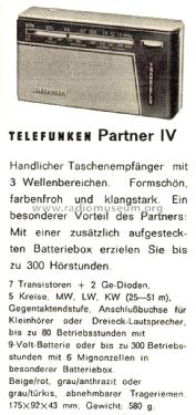 Partner IV 3271; Telefunken (ID = 2194464) Radio