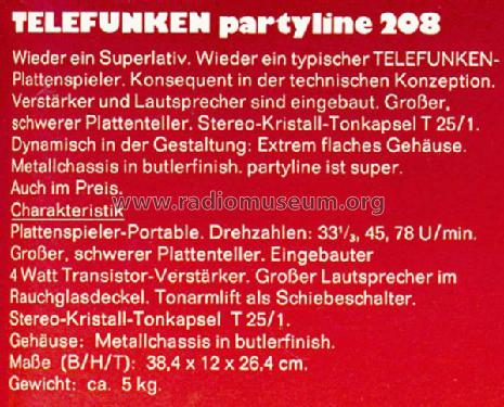 Partyline 208; Telefunken (ID = 1074515) R-Player