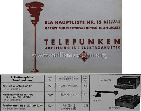 Plattenspieler Ela TP101/3 mit T103/1 ; Telefunken (ID = 1205517) R-Player