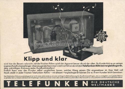 Röhren-Vergleichsgerät ; Telefunken (ID = 1906288) Equipment