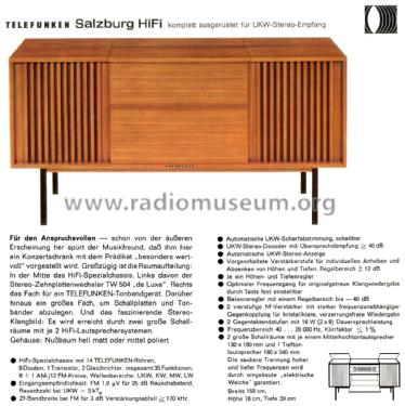 Salzburg 2554 Hi-Fi; Telefunken (ID = 2205604) Radio