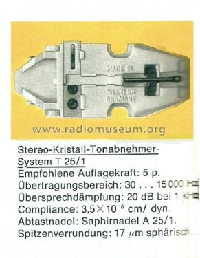 Stereo Kristall-Tonabnehmer T25/1; Telefunken (ID = 1918835) Microphone/PU