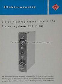 Stereo-Richtungsmischer Stereo Regulator ELA E 130; Telefunken (ID = 1305546) Equipment