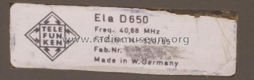 Personenrufempfänger Ela D650; Telefunken (ID = 2628159) Commercial Re