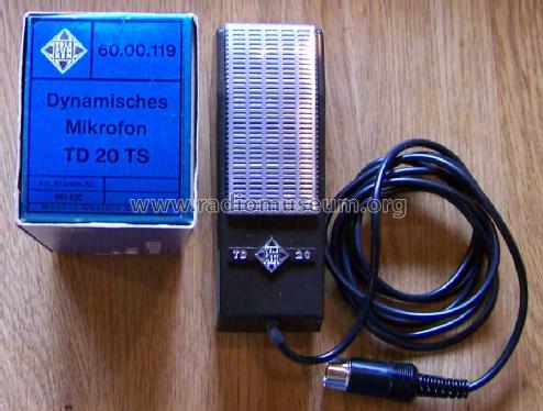 Dynamisches Mikrofon TD 20 TS - Best.Nr. 60.00.111 und 60.00.119; Telefunken (ID = 1276744) Mikrofon/TA