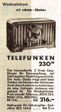 Telefunken Katzenkopf 230W ; Telefunken (ID = 1548426) Radio