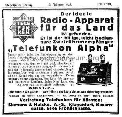 Telefunkon Alpha; Telefunken (ID = 1131041) Radio