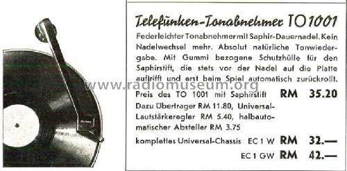 Tonabnehmer TO 1001; Telefunken (ID = 1390730) Microphone/PU