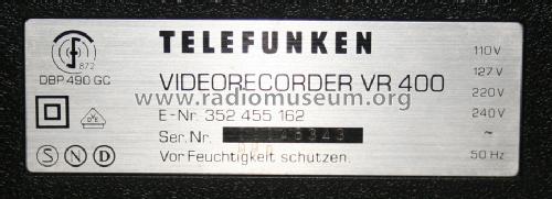 Video Recorder VR-400; Telefunken (ID = 1489053) Ton-Bild