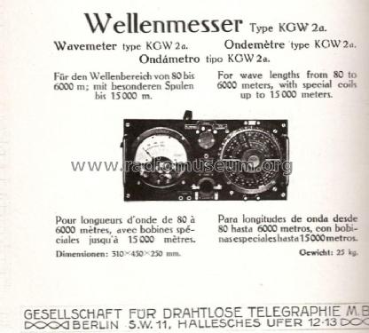 Wellenmesser KGW2a; Telefunken (ID = 277990) Equipment
