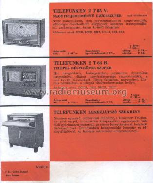 2T85V; Telefunken; Budapest (ID = 1622104) Radio