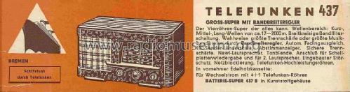 Gross-Super 437W; Telefunken; Wien (ID = 706995) Radio