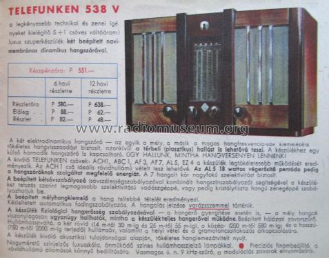 538V; Telefunken; Budapest (ID = 1237242) Radio