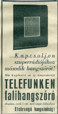 Fali hangszóró / Speaker Ela L605/1; Telefunken; Budapest (ID = 2129936) Lautspr.-K