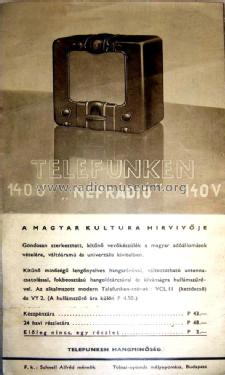 Néprádió 140U; Telefunken; Budapest (ID = 1799623) Radio