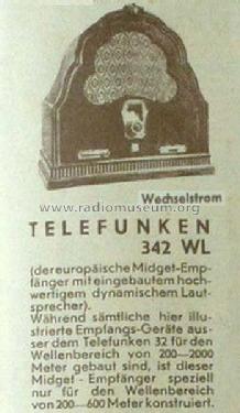 342WL; Telefunken Italia, (ID = 2151887) Radio