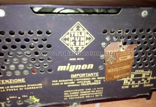Mignon R276; Telefunken Italia, (ID = 1420389) Radio