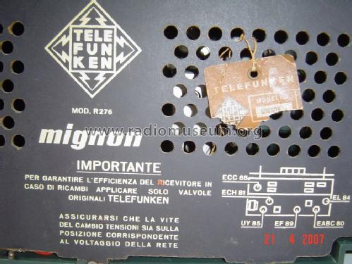 Mignon R276; Telefunken Italia, (ID = 314192) Radio