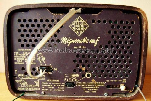 Mignonette MF-R194; Telefunken Italia, (ID = 734415) Radio