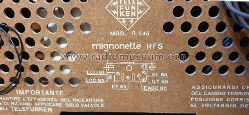 Mignonette RFS R545; Telefunken Italia, (ID = 2890884) Radio
