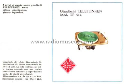 TP512; Telefunken Italia, (ID = 2589270) Sonido-V