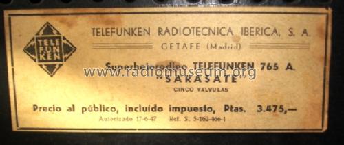 Sarasate 765A; Telefunken (ID = 438925) Radio
