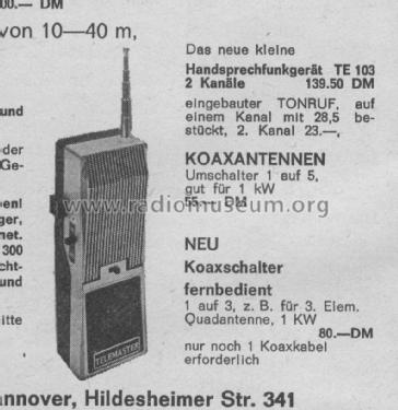 Telemaster Handsprechfunkgerät TE 103; UNBEKANNTE FIRMA D / (ID = 1632027) Amat TRX