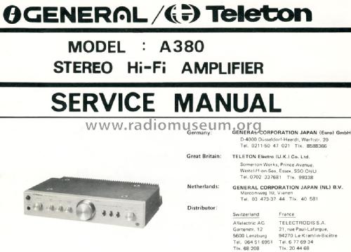 Stereo Hi Fi Amplifier A380; Teleton Gruppe (ID = 1892060) Ampl/Mixer